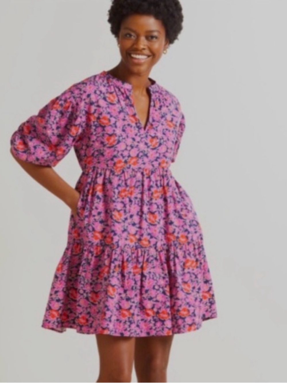 Sundry The Anywhere Ditzy Floral Mini Dress Red - Picture 2 of 11